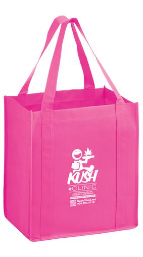 Breast Cancer Awareness Pink Non-Woven Heavy Duty Grocery Bag w/ Insert (13"x10"x15") - Screen Print